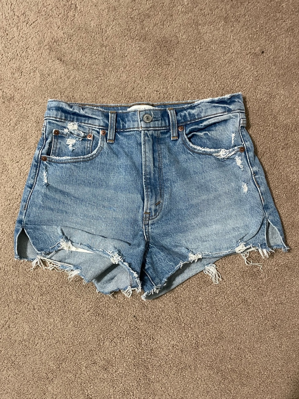 Abercrombie & Fitch Light Blue Distressed Denim Cutoff Shorts